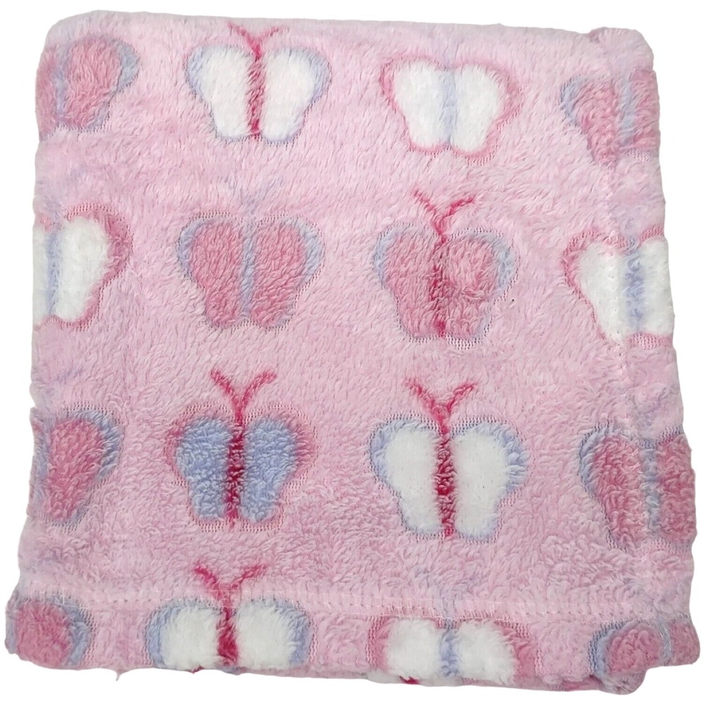 Gold Coast Pink Butterfly Baby Girl Blanket Purple White Lovey Security Soft